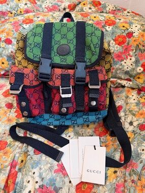 Gucci GG Multicolor Canvas Backpack Authentic